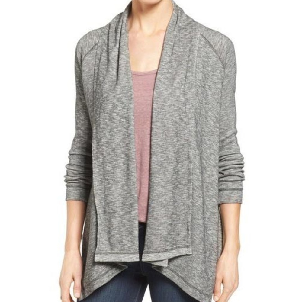 CASLON Slub Knit Drape Front Cardigan